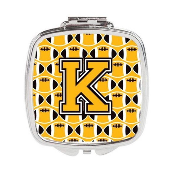 Carolines Treasures Letter K Football Black, Old Gold and White Compact Mirror CJ1080-KSCM